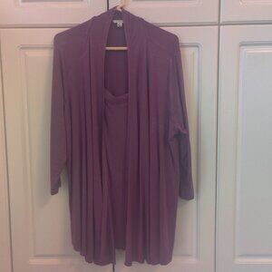 Liz Claiborne Purple Cardigan with attached top, Size 1X